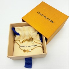 LOUIS VUITTON Necklace Petit Louis LV Circle Monogram Flower M00368 Gold Ladies