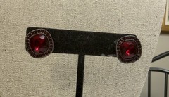 Authentic GIVENCHY red crystal square button post earrings for pierced ears