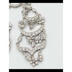 Stunning Rhinestone Chandelier Statement Earrings – Silver Tone