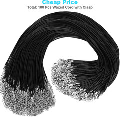 100Pcs Premium Leather Necklace Chains Bracelet Cord with Clasps for Pendants, B