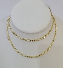 Real 10k Yellow Gold Chain Figaro Link Necklace 3mm Men Women 10kt