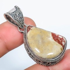 Natural Mookaite – Australia 925 Silver Plated Fine Art Pendant 1.76″ P4525-30