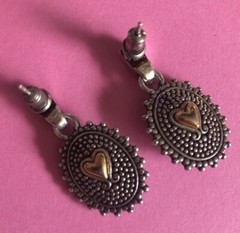 Drop Dangle Earrings Gold & Silver Metal Post & Screw Backing for Pierced Ears