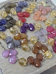 LOFT Necklace with Multicolor Faceted Acrylic Crystals 38 Inches Long Colorful