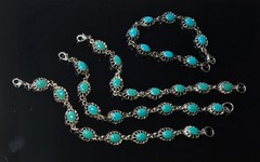 Vintage Style Turquoise & Red Stone Bracelet Lot 10pcs Bulk Western Southwestern