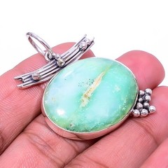 Mint Chrysoprase – Australia Designer 925 Sterling Silver Pendant 1.72″ P14