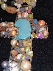 Chunky Multi Stone Cross Necklace