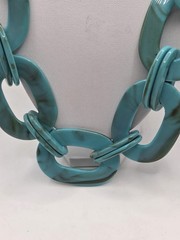 Bocar Resin/ Plastic Chain Link Necklace Chunky Statement Teal/Turquoise