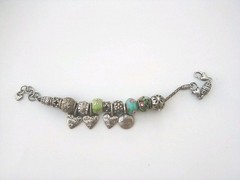 Retired Brighton Glass Enamel Charm Bracelet Mom Babies Peace Crystals Flowers