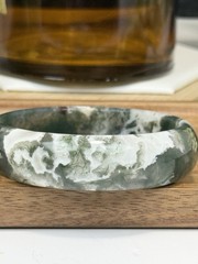 Moss Agate Green/White Hard Bangle Size: 58.7 Width: 17MM