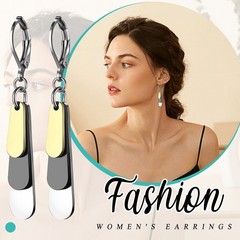 Women’s Water Drop Tri-Color Earrings Stainless Steel Layered Pendant Earrings