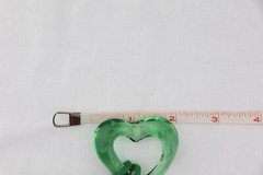 BACCARAT Open Heart Crystal Necklace Pendant on Cord Green Dots
