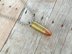 Bullet Pendant Necklace 9mm Pendant All Ages Bronze Or Silver Ball Chain Gift