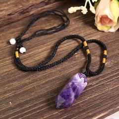 Chevron Amethyst Double Point Pendant Necklace Healing Protection Crystal Gifts