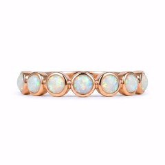 925 Sterling Silver Natural Ethiopian Opal Stackable Eternity Ring Gift
