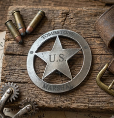 Replica Tombstone US Marshal Badge Silver Finish 1.75″ Novelty Western Badge