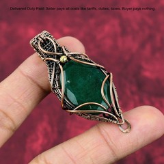 Zambian Emrald Gemstone Designer Boho Wire Wrapped Mother Pendant Jewelry Copper