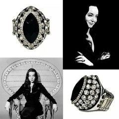 Morticia Addams Family Ring Replica Gothic Jewelry for Morticia Cosplay Costume