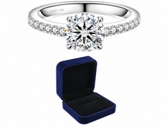 Round Cut Moissanite Ring 1.0 Carat | 925 Sterling Silver-GRA Included
