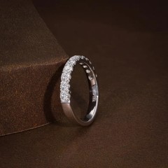 2 Ct Round CutSimulated Diamond Wedding Half Eternity Ring 14k White Gold Plated