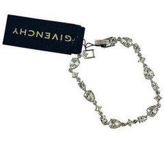 Givenchy Tennis Flex Bracelet Crystal Rhinestone Silver High End Designer NWT 7″