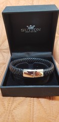 Unisex Women Men Braided Leather Steel Magnetic Clasp Bracelet Handmade