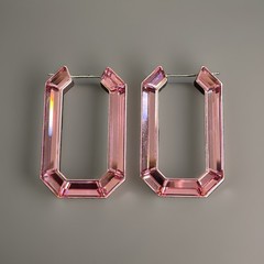 Swarovski – Lucent hoop earrings – Statement, Octagon shape, Pink