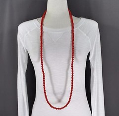 Red super extra long bead 44″ necklace beaded wrap double look