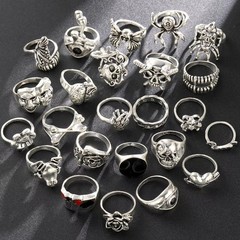 24pcs Gothic Skeleton Ring Set Punk Grunge Unisex Street Jewelry Gift Free Ships