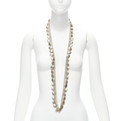 LANVIN ALBER ELBAZ gold hammered coins mesh ribbon embellished long necklace