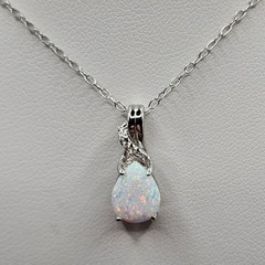 925 NEW Sterling Silver Pendant &Earrings Set Lab Created Opals &CZ