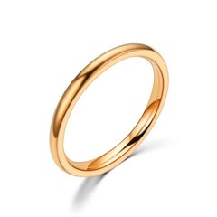 2mm Gold Plated Stainless Steel Stackable Ring Wedding Band Women Girl size 3-13