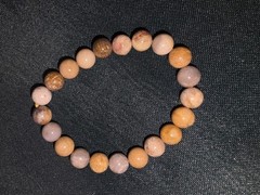 8mm Round Bead Coral Jade Elastic Stretch Genuine Gemstone Bracelet