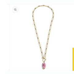 Evelyn Chinoiserie T-Bar Necklace in Pink & White
