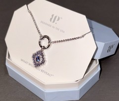 BP Rhodium Plated Light Tanzanite CZ Asymmetrical Charm Necklace 18″ NK61712