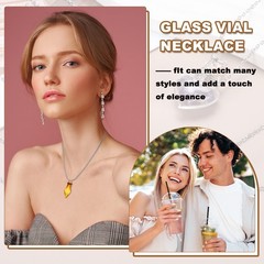 25mm Vial Necklace with Cork Stoppers Black Velvet Bag, Star Shaped, Clear