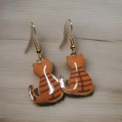 Cute Orange Striped Tabby Cat 1″ Dangle Earrings. Fun For All Ages.