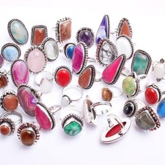 Jasper & Mix Gemstone 925 Sterling Silver Plated Wholesale Lot Designer Rings