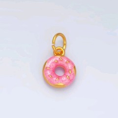 24k gold filled pink glaze donut w/ sprinkles food charm