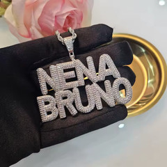 Custom Name Cubic Zirconia Bubble Letters Necklace Jewelry Pendant Men Women