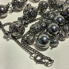 3 Gunmetal Gray Necklaces Long Layering Filigree Black Silver Purple Stones