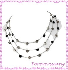 Brighton Eye Candy Black Gray Silver Layered Necklace READ