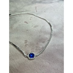 NEW 8 Other Reasons Silver Blue Rhinestone Gem Material Girl Necklace Chocker