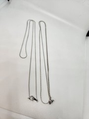 Set Of 2 Silver Tone Chain Necklace Bundle Made In Japan