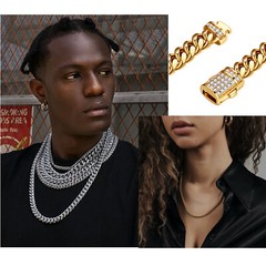 6mm-14mm Mens Miami Cuban Link Chain SOLID Stainless Steel Necklace or Bracelet