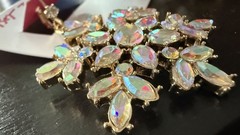 NWT Betsey Johnson Aurora Borealis Snowflake Earrings Iridescent Dangle Jewels