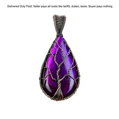 Pink Fire Labradorite Gemstone Wife Tree Of Life And Wire Wrapped Pendant Copper