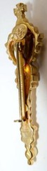 Gold Tone Faux Pearls, Brown Scepter Brooch signed Jewels by Julio, 2 1/2″