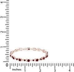 Simulated Diamond Ruby Leaf Shape Tennis Bracelet in 14k Gold Plated Silver