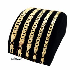 Diamond Shape Cut Mariner Anchor Chain 5mm to 9mm 14k Gold Plated 8 20 24″ 30″